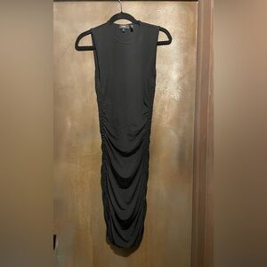 Theory Black Ruched Pencil Dress